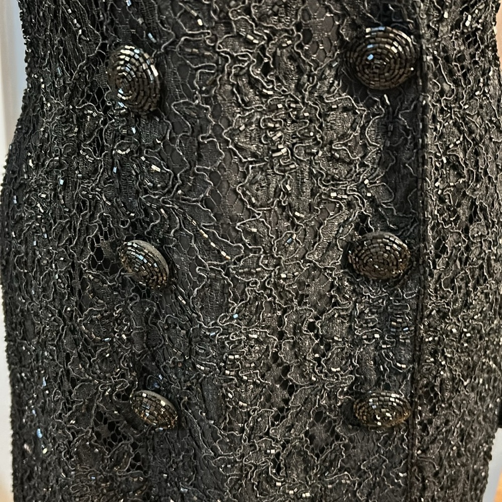 Carmen Marc Valvo for Henri Bendel gorgeous Black lace beaded evening jacket sz8 - Picture 9 of 16